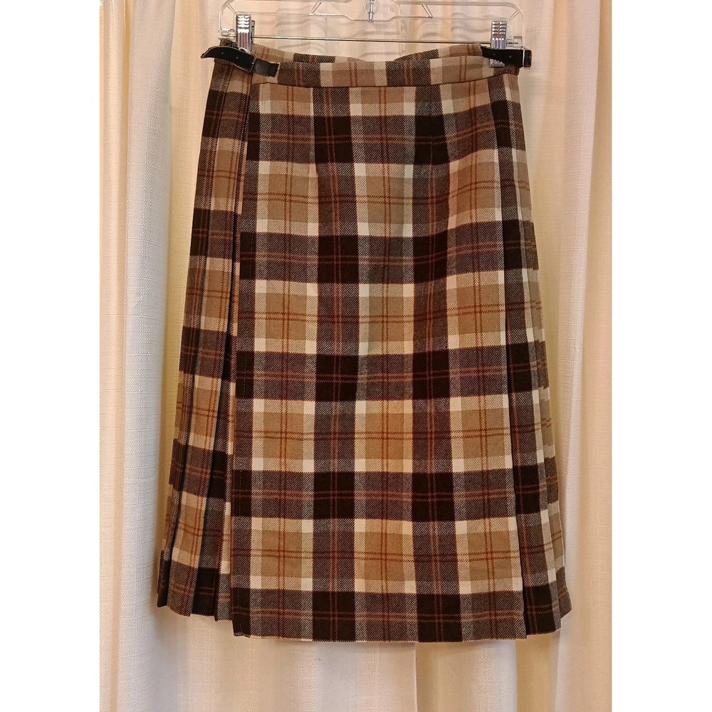 Laird-Portch Men's Kilt 100% Wool Brown/Beige/Orange Plaid Size 26